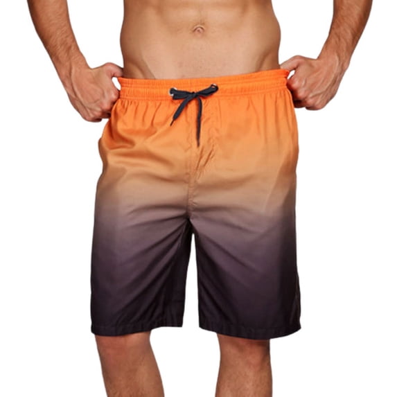 SWSMCLT Men's Swim Trunks Swimming Boyleg Fashion Beach Shorts Bathing Suit Surf Mid Rise Elastic Waist Drawstring Trunks Orange Small