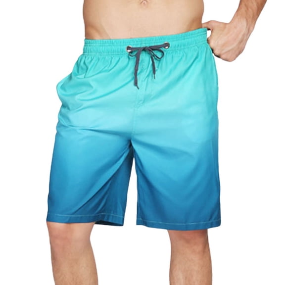 SWSMCLT Men's Swim Trunks Swimming Boyleg Fashion Beach Shorts Bathing Suit Surf Mid Rise Elastic Waist Drawstring Trunks Peacock Blue X-Large