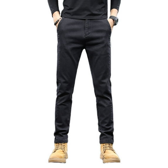 SWSMCLT Men's Casual Elastic Waist Trousers Business Pants Ankle Casual Pants Casual Cotton Spandex Business Black 36