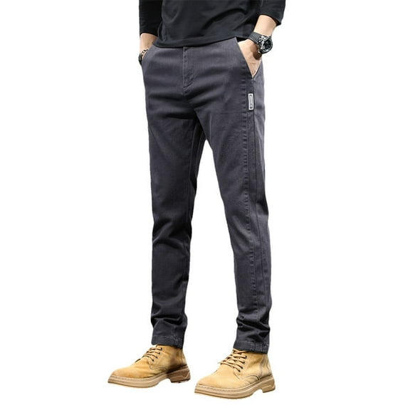 SWSMCLT Men's Casual Elastic Waist Trousers Business Pants Ankle Casual Pants Casual Cotton Spandex Business Dark Grey 28
