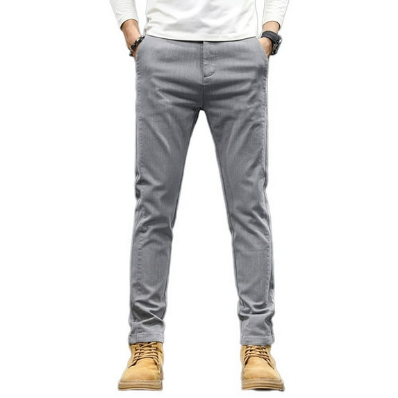 SWSMCLT Men's Casual Elastic Waist Trousers Business Pants Ankle Casual Pants Casual Cotton Spandex Business Light Grey 38