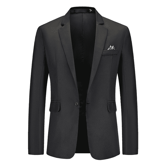 Jinda Men's Business Suit Jacket Formal Blazer Separate Soft Classic Fashion One Button Spring Cotton Black Medium