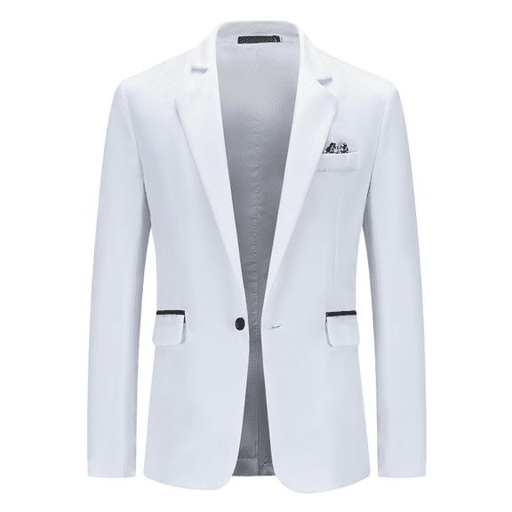 Jinda Men's Business Suit Jacket Formal Blazer Separate Soft Classic Fashion One Button Spring Cotton White Large