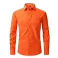 thumbnail image 1 of SWSMCLT Men's Button Down Dress Shirt Classic Button Up Shirt Soft Top Long Sleeve Mandarin Collar Button Thin Orange Small, 1 of 1