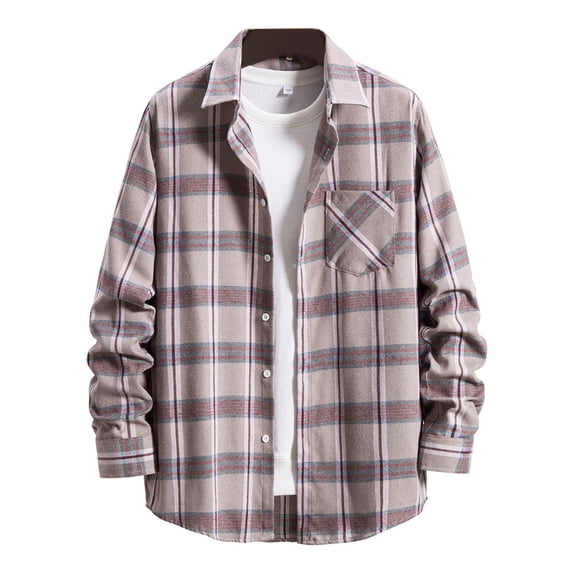 SWSMCLT Men's Plaid Shirts Button Down Flannel Shirt Cotton Casual Button Up Classic Soft Long Sleeve Top Casual Fashion Style18 X-Large