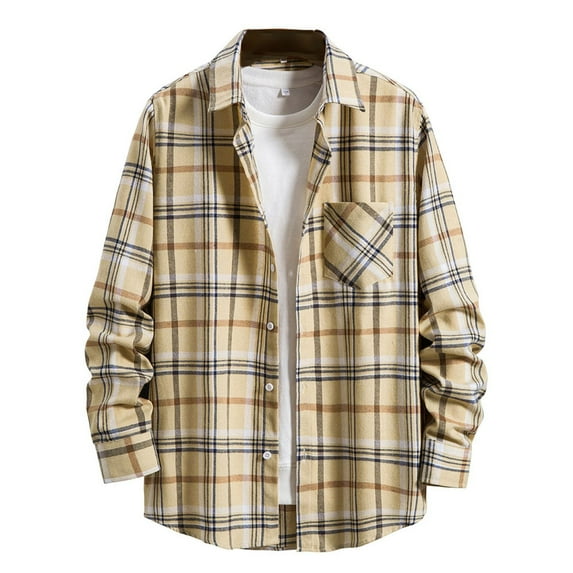 SWSMCLT Men's Plaid Shirts Button Down Flannel Shirt Cotton Casual Button Up Classic Soft Long Sleeve Top Casual Fashion Style2 X-Large