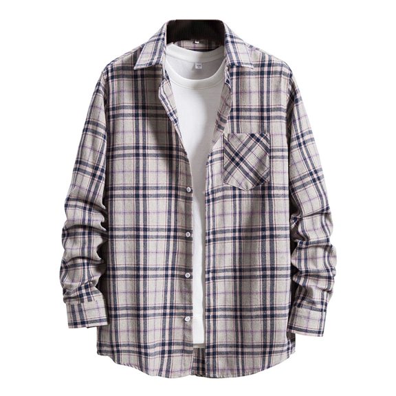 SWSMCLT Men's Plaid Shirts Button Down Flannel Shirt Cotton Casual Button Up Classic Soft Long Sleeve Top Casual Fashion Style23 X-Large
