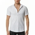 thumbnail image 1 of SWSMCLT Men's Button Down Shirt Casual 100 Cotton Tops Lightweight Summer Shirt Soft Casual Fitted Short Sleeve White Small, 1 of 4