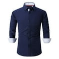 thumbnail image 1 of SWSMCLT Men's Button Down Shirt Long Sleeve Lightweight Slim Fit Shirts Top Casual Pocket Mandarin Collar Navy Large, 1 of 1