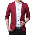 thumbnail image 1 of SWSMCLT Men's Sport Coat Slim Fit Button Warm Long Sleeve Blazer Jacket Fall Office Vintage Thin Sportcoat Burgundy 44, 1 of 4
