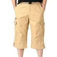thumbnail image 1 of SWSMCLT Men's Casual Pants Soft Capri Cotton Capris Cargo Loose Summer Thin Pocket Mid Rise Cropped Pants Khaki 34, 1 of 4