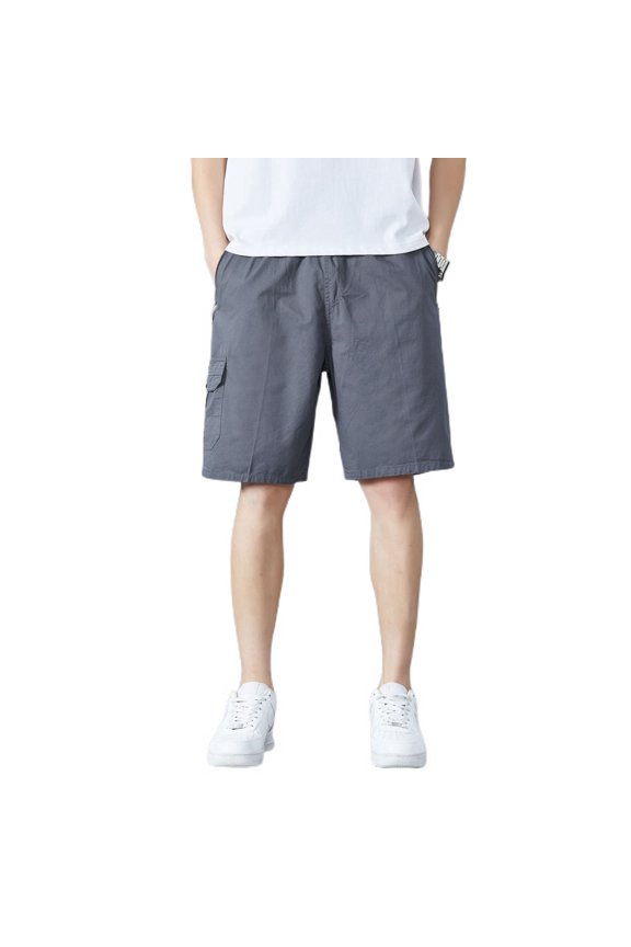 Men's Cotton Cargo Shorts Mid Rise Shorts Gym Cargo Elastic Casual Bermuda Walking Shorts Knee Length Pocket Dark Grey 34