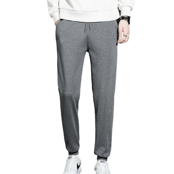 SWSMCLT Men's Cotton Joggers Solid Casual Fashion Fleece Sweatpants with Pockets Active Pants Jogging Track Workout Drawstring Trousers Grey Large