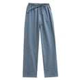 thumbnail image 1 of SWSMCLT Men's Printed Stretch Straight Leg Casual Cotton Pajama Pants Soft Pj Plaid Ankle Long Pleated Trousers Light Blue Small, 1 of 4