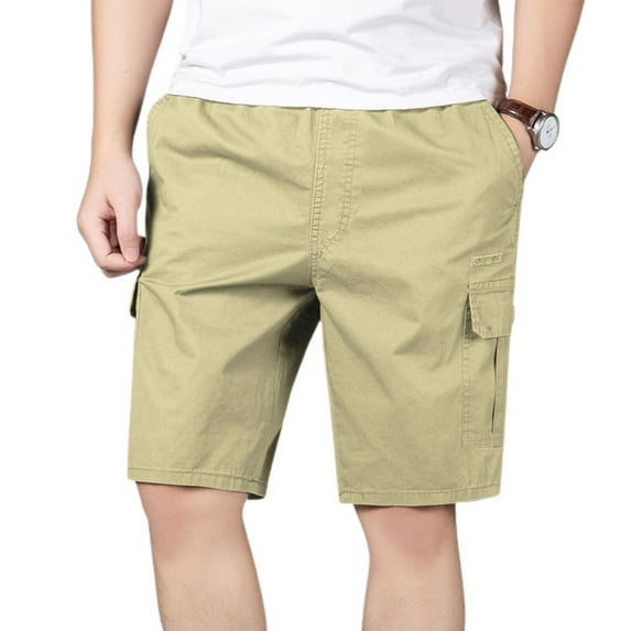 Jinda Men's Cotton Shorts Cargo Shorts Mid Rise Lounge Lightweight Pockets Slim Fit Casual Shorts Orange Large