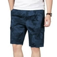 thumbnail image 1 of SWSMCLT Men's Cotton Shorts Mid Rise Outdoor Cargo Shorts Bermuda Shorts Knee Length Pocket Lounge Summer Dark Blue Medium, 1 of 1