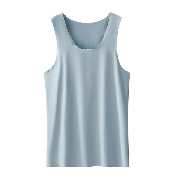 SWSMCLT Men's Cotton Tank Tops Sleeveless Fall Slimming Casual Summer Pajamas Sports Soft Fitted Top 96Blue Medium