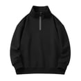 thumbnail image 1 of SWSMCLT Men's Zip Casual Long Sleeve Crewneck Top Fall Pullover Polyester Spandex Loose Pull On Sweatshirt Black 48, 1 of 4