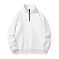 thumbnail image 1 of SWSMCLT Men's Zip Casual Long Sleeve Crewneck Top Fall Pullover Polyester Spandex Loose Pull On Sweatshirt White 40, 1 of 1