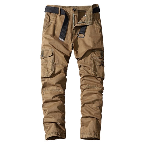 SWSMCLT Men's Casual Pants Drawstring Trousers Mid 100 Cotton Summer Comfy Ankle Pants Khaki 34