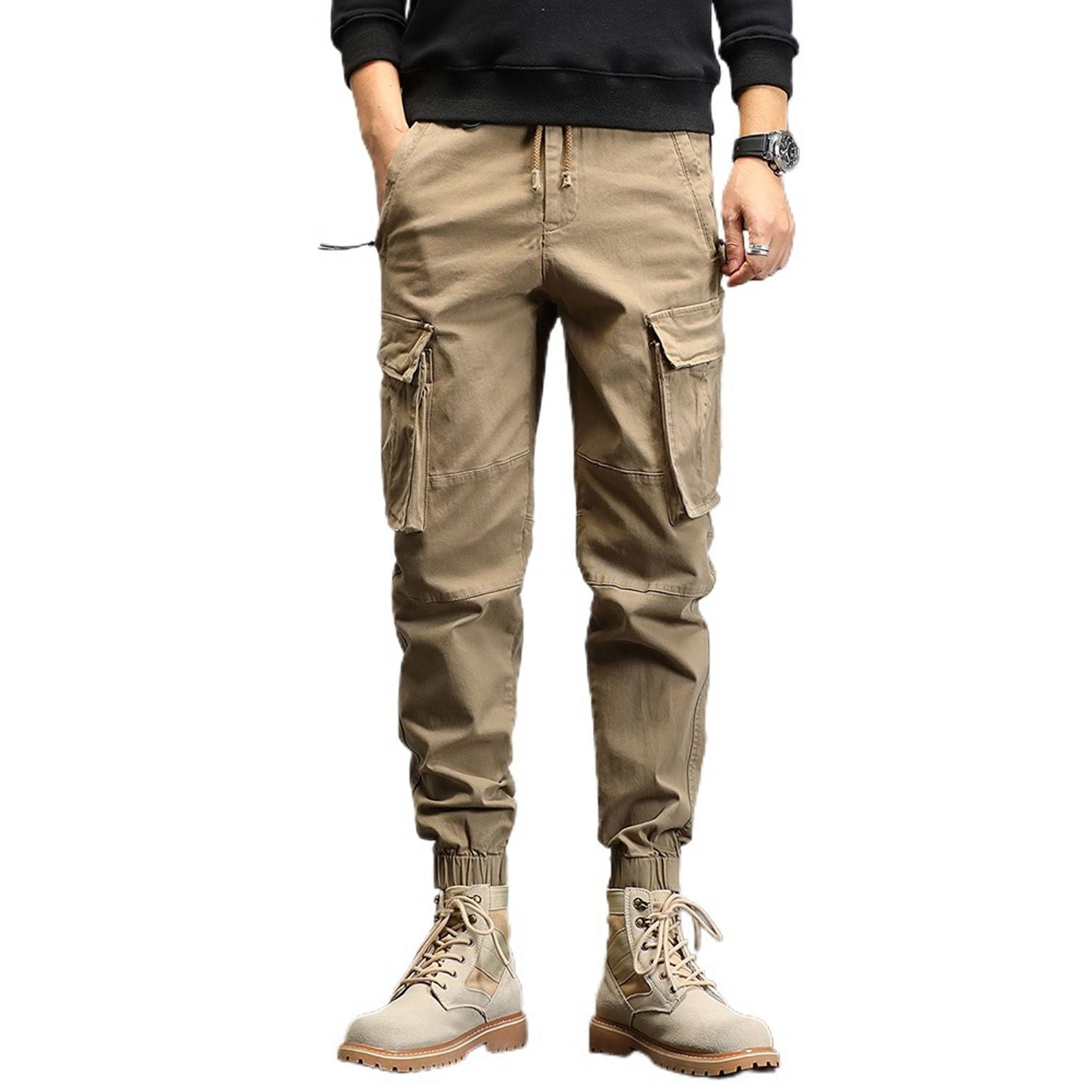 Elastic ankle khaki best sale pants