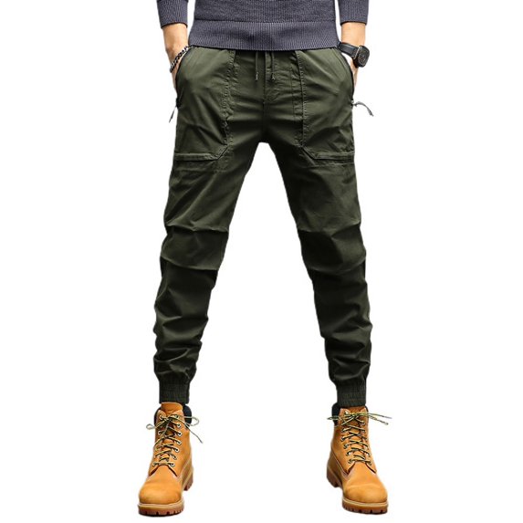 SWSMCLT Men's Drawstring Summer Elastic Waist Harem Trousers Ankle Pants Winter Fashion Work Utility Pants Army Green 32