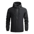 thumbnail image 1 of SWSMCLT Men's Hooded Jacket Long Sleeve Fall Warm Zipper Lightweight Windbreaker Hiking Slim Fit Spring Outerwear Black 44, 1 of 4