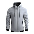 thumbnail image 1 of SWSMCLT Men's Hooded Jacket Long Sleeve Fall Warm Zipper Lightweight Windbreaker Hiking Slim Fit Spring Outerwear Grey 40, 1 of 1