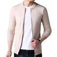 thumbnail image 1 of SWSMCLT Men's Long Sleeve Cardigans Fall Cozy Fitted Crewneck Knit Cardigan Sweater Fashion Lightweight Outerwear Khaki 44, 1 of 1