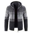 thumbnail image 1 of Jinda Men's Knit Cardigan Sweater Outerwear Hooded Zip Up Long Sleeve Thick Casual Drawstring Lined Pocket Knitwear Dark Grey Medium, 1 of 1