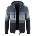 thumbnail image 1 of Jinda Men's Knit Cardigan Sweater Outerwear Hooded Zip Up Long Sleeve Thick Casual Drawstring Lined Pocket Knitwear Navy Large, 1 of 1