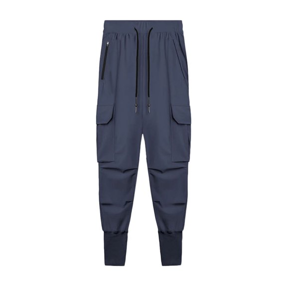 SWSMCLT Men's Casual Pants Lightweight Cargo Pants Camo Sweatpants Drawstring Track Pants Soft Fashion Thin Pocket Ankle Blue Medium