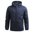 thumbnail image 1 of SWSMCLT Men's Hooded Long Sleeve Jacket Lightweight Windbreaker Outdoor Full Zip Spring Fall Slim Fit Pocket Dark Blue 36, 1 of 1