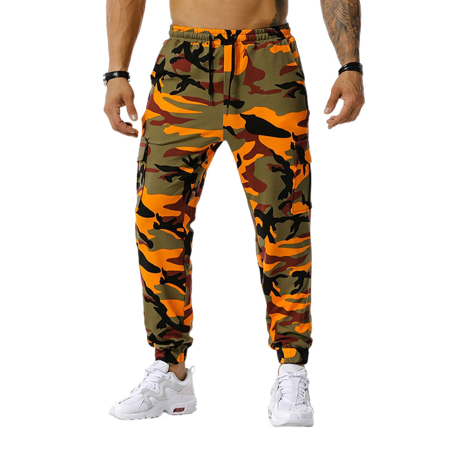 Mens orange hotsell camo trousers
