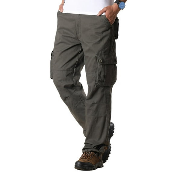 Jinda Men's Long Casual Cargo Pants Casual Trousers Ankle Cotton Vintage Summer Travel Pleated Hiking Pants Army Green 34