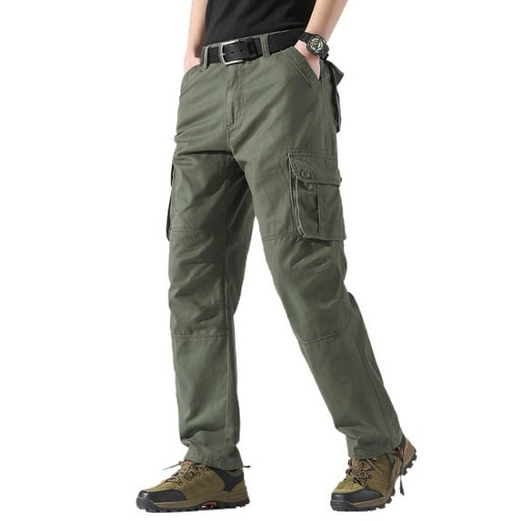 Jinda Men's Long Casual Cargo Pants Casual Trousers Ankle Cotton Vintage Summer Travel Pleated Hiking Pants Green 40