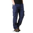 thumbnail image 1 of Jinda Men's Long Casual Cargo Pants Casual Trousers Ankle Cotton Vintage Summer Travel Pleated Hiking Pants Navy 44, 1 of 1