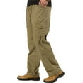 thumbnail image 1 of SWSMCLT Men's Long Casual Cargo Pants Pants Pocket Casual Button Trousers Loose Cotton Straight Leg Yellow 38, 1 of 1