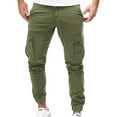 thumbnail image 1 of Jinda Men's Long Casual Cargo Pants Slim Fit Soft Ankle Pocket Elastic Waist Mid Rise Cotton Trousers Army Green Medium, 1 of 1