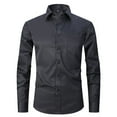 thumbnail image 1 of SWSMCLT Men's Summer Slim Fit Long Sleeve Button Down Shirt Solid Point Colar Fall Top Formal Lightweight Button Up Shirt Black 14.5, 1 of 1