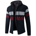 thumbnail image 1 of Jinda Men's Long Sleeve Cardigan Sweater Hooded Cardigan Sweater Warm Zip Up Full Zip Winter Cozy Fall Fitted Cardigan Navy Small, 1 of 1