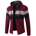 thumbnail image 1 of Jinda Men's Long Sleeve Cardigan Sweater Hooded Cardigan Sweater Warm Zip Up Full Zip Winter Cozy Fall Fitted Cardigan Red Small, 1 of 1