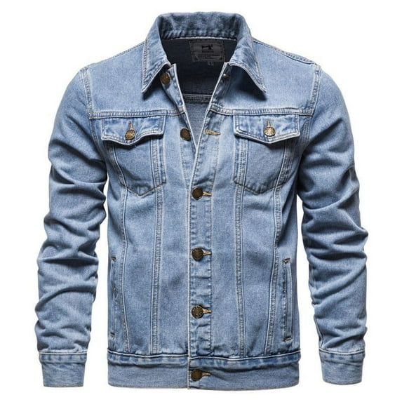 SWSMCLT Men's Long Sleeve Classic Jackets & Coats Denim Jacket Fall Jackets Jean Snow Cotton Fashion Button Sleeve Light Blue Medium