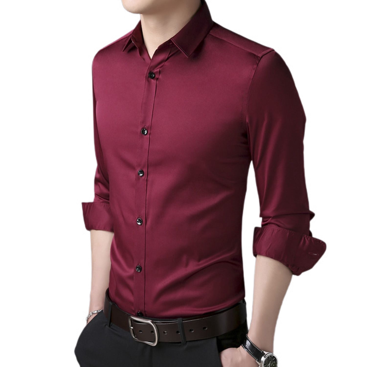 burgundy dress shirt walmart Mens Burgundy Dress Shirts for Formal Wear