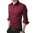 thumbnail image 1 of Jinda Men's Long Sleeve Dress Shirts Button Down Shirt Fitted Dress Shirt Casual Cotton Regular Fit Button Up Burgundy 17, 1 of 1
