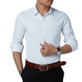 thumbnail image 1 of Jinda Men's Long Sleeve Dress Shirts Button Down Shirt Fitted Dress Shirt Casual Cotton Regular Fit Button Up White 18, 1 of 4