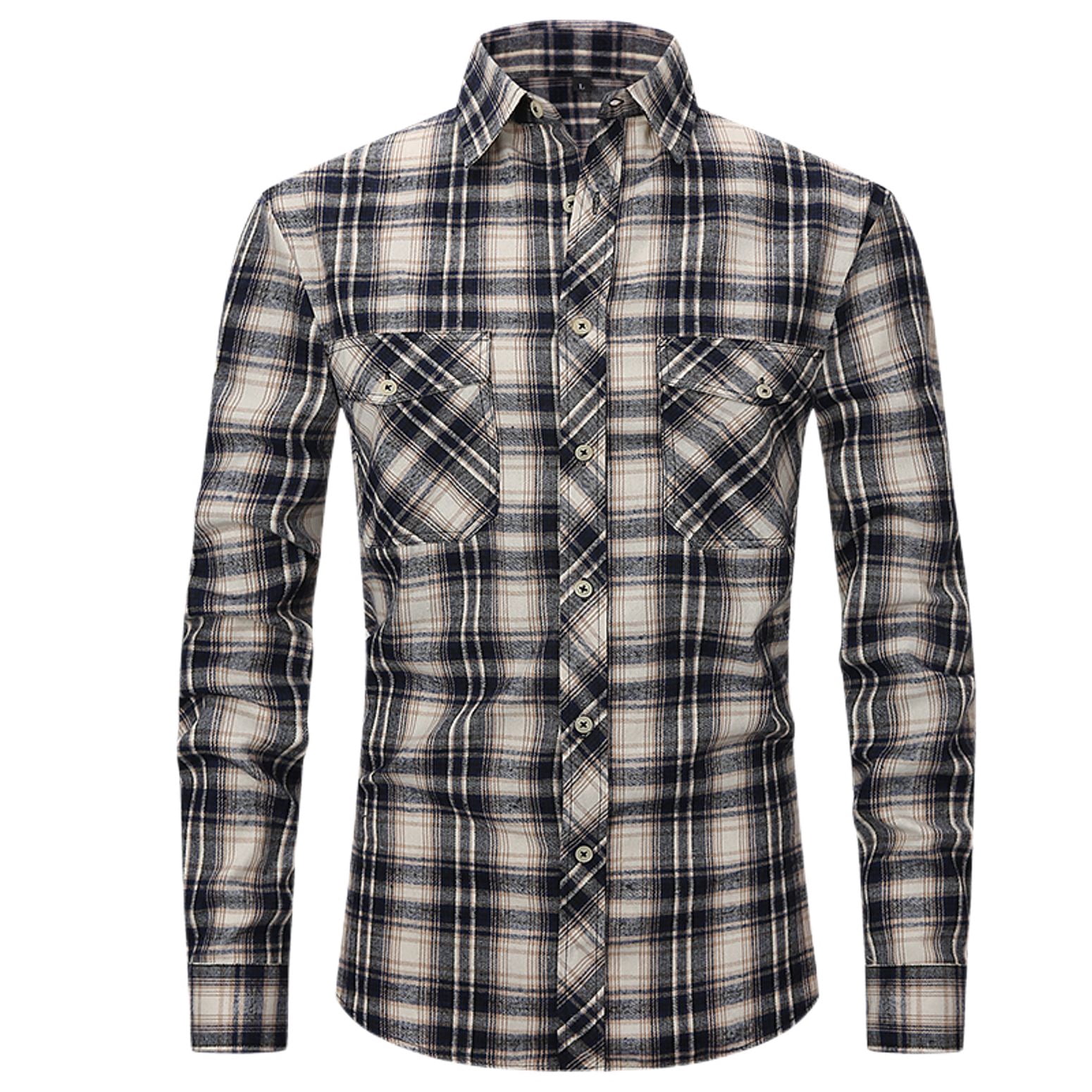 SWSMCLT Men's Plaid Shirt Western Top Summer Long Sleeve