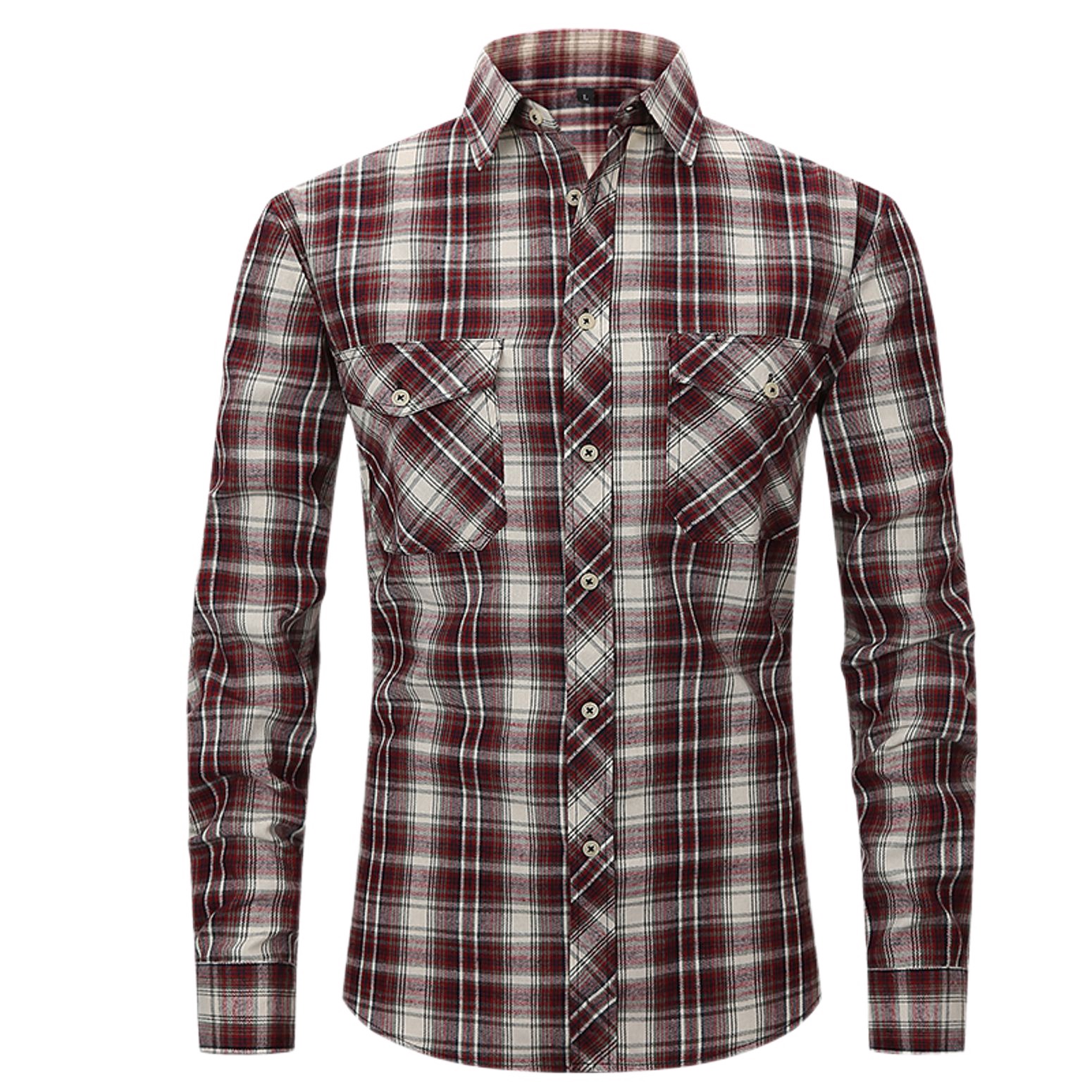 Jinda Men's Button Down Flannel Shirt - Soft Long Sleeve Plaid Shirt, Cotton Blend, Casual Fit - View #6