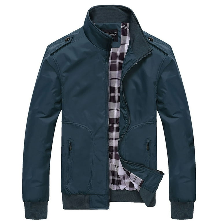 SWSMCLT Men s Long Sleeve Casual Wind Jacket Waterproof Jackets Winter Full Zip Snow Windproof Business Green Small Walmart