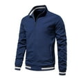 thumbnail image 1 of SWSMCLT Men's Long Sleeve Jackets Spring Windproof Fashion Outerwear Windbreaker Winter Zip Up Fall Snow Navy Small, 1 of 1